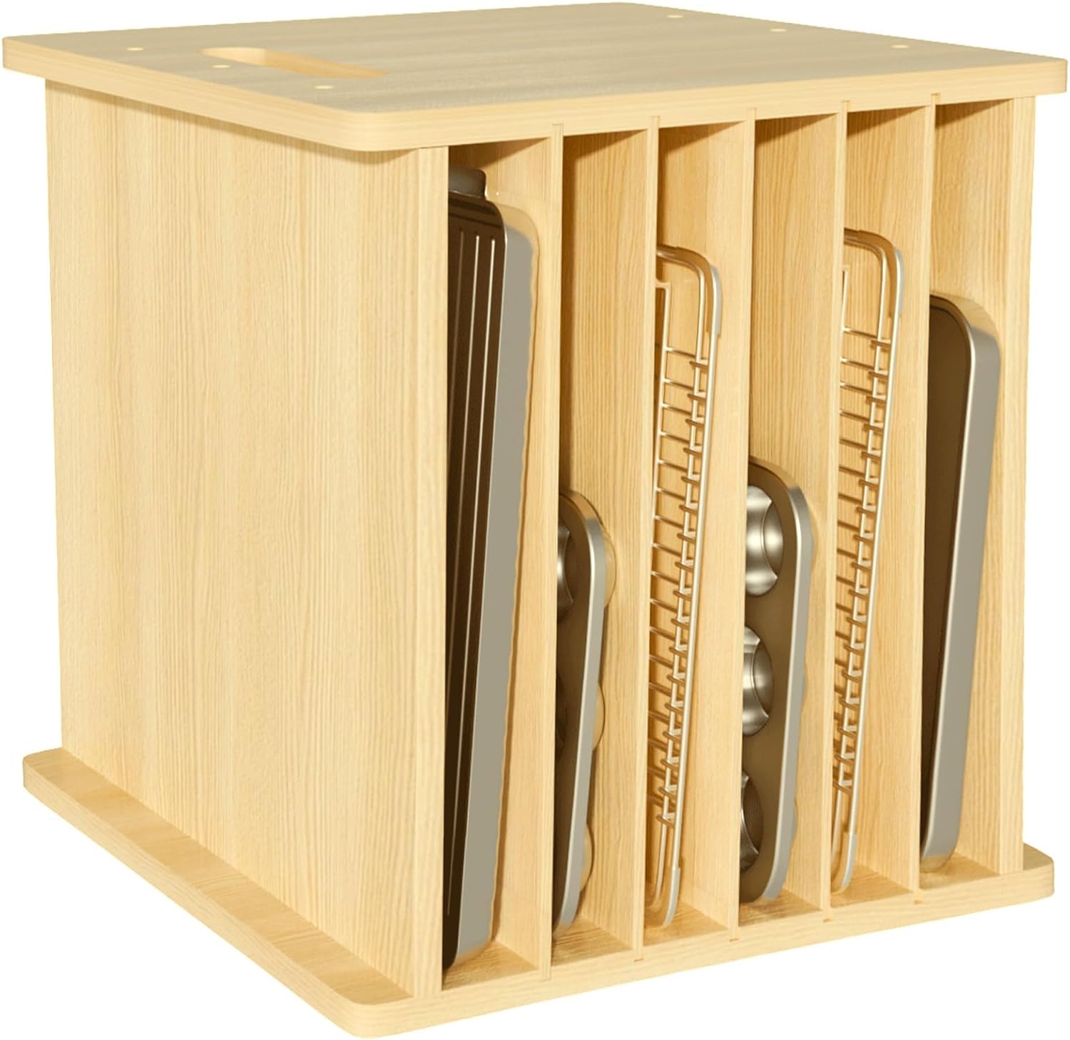 Kitchen Cabinet Baking Sheet Organizer - Organizador de bandejas de madera, separador