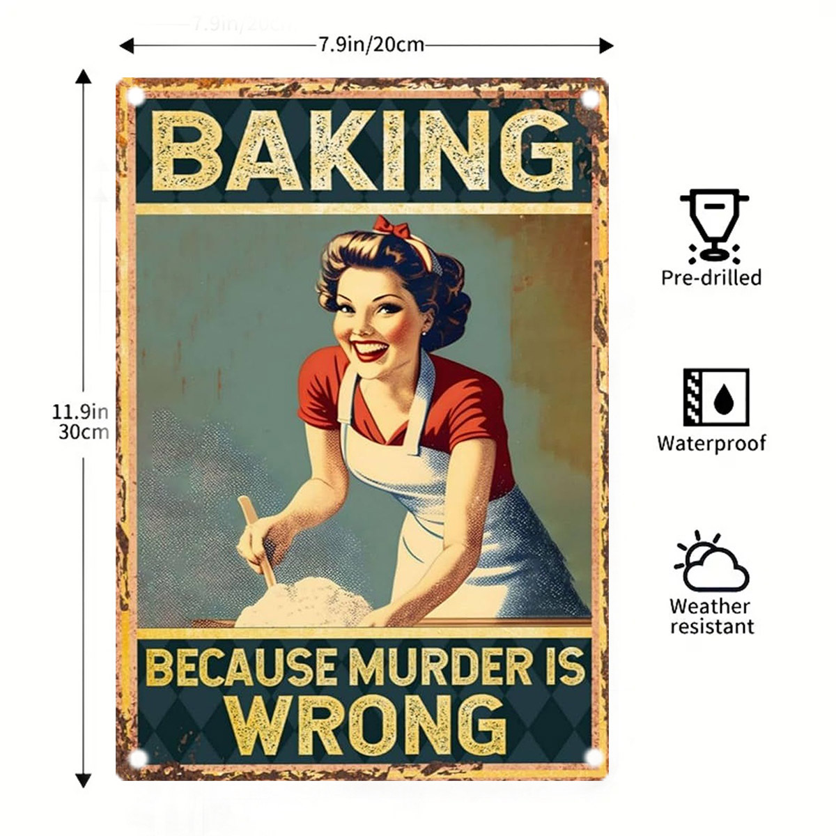Kitchen Baking Quotes - Letrero de Metal Decorativo con Humor