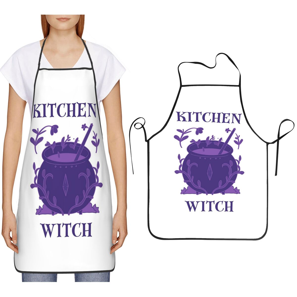 Kitchen Witch Baking - Delantales de Cocina Purple Cauldron de