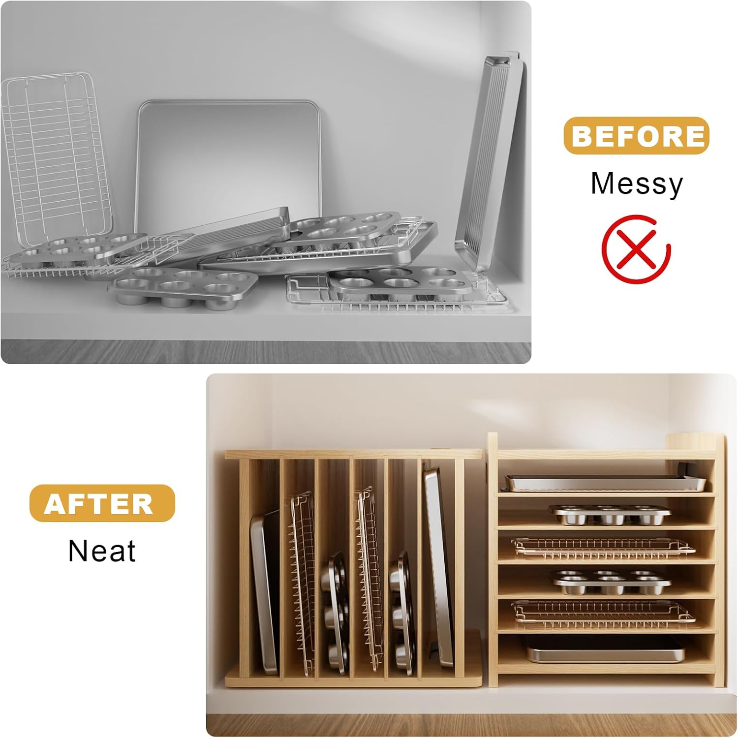 Organizador de bandejas de mad - Kitchen Cabinet Baking Sheet Organizer reseña y precio