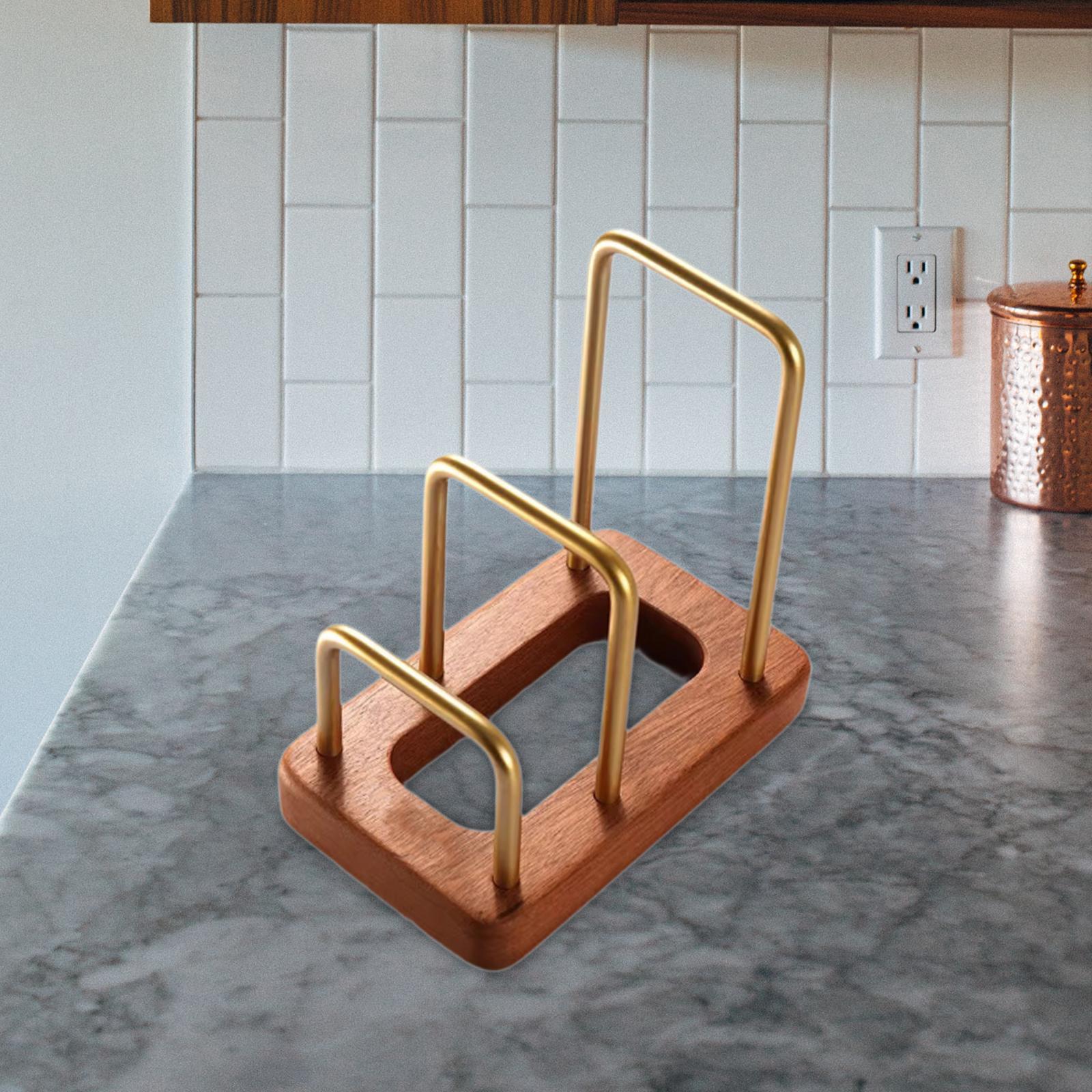 Soporte organizador de madera  - Kitchen Cabinet Baking Sheet Organizer reseña y precio